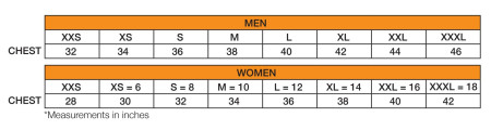 Tshirt sizes