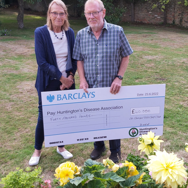 Graham and Sally with cheque - London Branch - Consent 2022