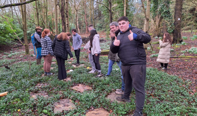 Group of young people in the woods